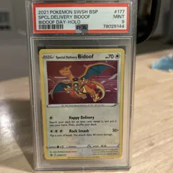 Pokemon TCG Bidoof Special Delivery Promo Card Sword & Shield SWSH177 Holo PSA 9 - Image 1