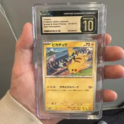 CGC 10 PRISTINE Pikachu 197/SV-P Japanese Pokemon Gym Participation Promo - Image 1