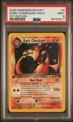 2000 Pokemon Team Rocket Dark Charizard Holo 1st Edition #4 PSA 9 - Image 1