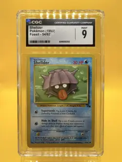 Shellder 54/62 CGC MINT 9 Graded Shellder Fossil 1999 Pokemon Card #54 - Image 1