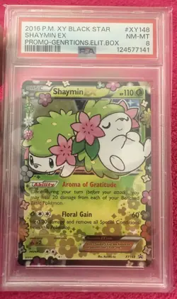 Pokemon TCG PSA 8 2016 XY Black Star Promo Shaymin EX Holo #XY148 - Image 1