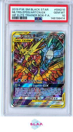 MOLTRES & ZAPDOS & ARTICUNO POKEMON SM210 2019 HIDDEN FATES HOLO ALT EN PSA 10 - Image 1