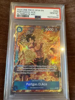 2024 ONE PIECE OP08-TWO LEGENDS ALTERNATE ART #052 PORTGAS D. ACE PSA 10 - Image 1