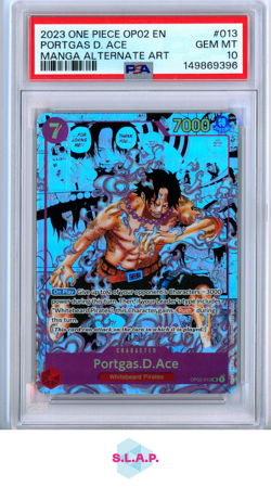 PORTGAS.D.ACE ONE PIECE TCG OP02 013 2023 PARAMOUNT WAR MANGA HOLO ENG PSA 10 - Image 1