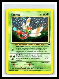 💥 Pokemon 2001 Yanma 17/75 Holo Neo Discovery Cosmic Holo w/ Swirl Vintage Card - Image 1