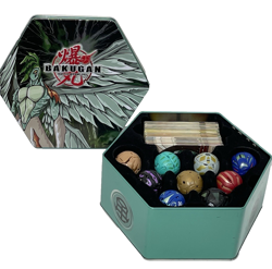 BAKUGAN Battle Brawlers, Tin Case w Insert; 21 Magnetic balls & 66 cards- EX - Image 1