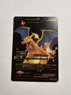 Charizard V Black Foil Display Card “Wild Flames” Lv91 508 HP Full Art 1995 NM - Image 1