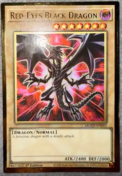 YUGIOH! Red-Eyes Black Dragon MGED-EN003 Premium Gold Rare 1st Ed NM Alt Art - Image 1