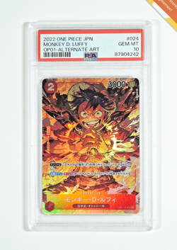 One Piece PSA 10 Monkey D. Luffy #OP01-024 Alt Alternate Art 2022 Japanese - Image 1
