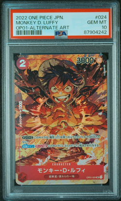 One Piece PSA 10 Monkey D. Luffy #OP01-024 Alt Alternate Art 2022 Japanese - Image 2