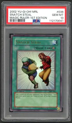 Yu-Gi-Oh Card - PSA 10 Snatch Steal MRL-036 1st Edition Magic Ruler 2002 GEM MT - Image 1