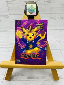 Pikachu as Cosplay Yugi Muto From Yu-Gi-Oh! Box Hit Non- Pokemon Fan Art Card - Image 1