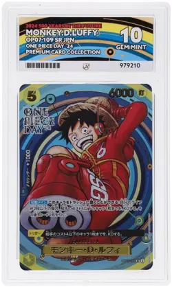 One Piece CCG Monkey D Luffy OP07-109 SR ACE 10 OP Day 2024 Stamp Promo Card - Image 1