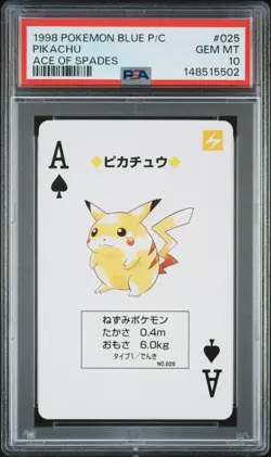 1998 POKEMON BLUE VERSION PLAYING CARDS ACE OF SPADES #025 PIKACHU PSA 10 - Image 1