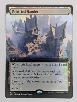 (Foil) Petrified Hamlet (Extended Art) (362) Secrets of Strixhaven Mtg NM - Image 1