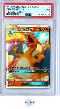 CHARIZARD GX HIDDEN FATES POKEMON SUN & MOON HIDDEN FATES 2019 9 PSA 9 - Image 1