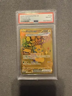 POKEMON PIKACHU EX #179 PRE EN-PRISMATIC EVOLUTIONS HYPER RARE PSA 8 2025 - Image 1
