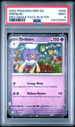 2025 POKEMON MEP EN-ME BLACK STAR PROMO #006 DRIFBLIM (PSA 9) - Image 1