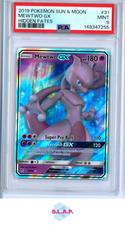 MEWTWO GX HIDDEN FATES POKEMON SUN & MOON HIDDEN FATES 2019 31 PSA 9 - Image 1