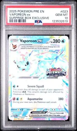 Pokemon Vaporeon ex - (Prismatic Evolutions Stamped) 023/131 PSA 10 GEM MINT - Image 1