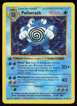 Pokemon Poliwrath 13/102 Base Set Holo Rare 1st Edition Moderately Played - Image 1