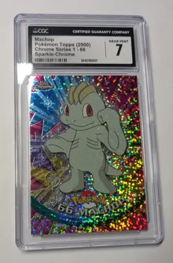 2000 Pokemon Topps Machop Sparkle Chrome - Image 1