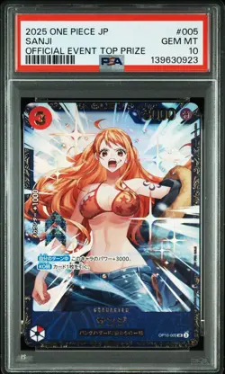 2025 ONE PIECE JAPANESE PROMOS OFFICIAL EVENT TOP PRIZE #005 SANJI PSA 10 - Image 1