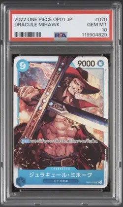 One Piece Dracule Mihawk OP01-070 PSA 10 GEM MINT Japanese - Image 1