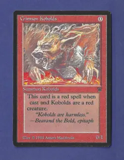 1994 Magic the Gathering - Crimson Kobolds - Summon Kobolds - Legends MTG - Image 1