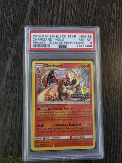 PSA 8 Charizard Holo Prerelease Team Up Black Star Promo SM158 Pokemon - Image 1