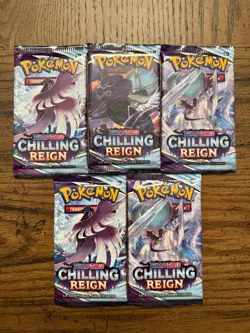 Chilling Reign Pokemon Booster Pack Lot Of 5 Packs - Image 1
