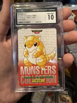 Pokemon Carddass Sandshrew No.027 Non-Holo Red Ver. Japanese Part 1 CGC 10 - Image 1