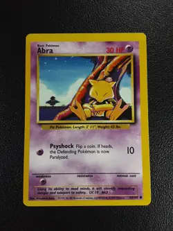 Pokemon Abra Base Set 43/102 Vintage Mint 1999 Wotc - Image 1