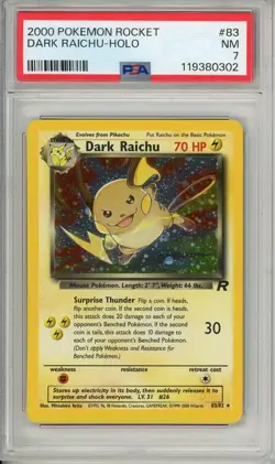 2000 POKEMON ROCKET #83 DARK RAICHU HOLO NM PSA 7 83/82 - Image 1