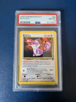 Pokemon TCG Rattata 66/82 Team Rocket Common PSA 8 WOTC Card - Image 1