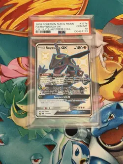 2018 POKEMON SUN & MOON CELESTIAL STORM #177A FULL ART/RAYQUAZA GX PSA 10 - Image 1