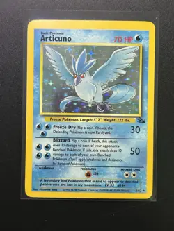 Pokemon Articuno Holo Rare Card 2/62 Fossil Unlimited WOTC 1999 Vintage LP - Image 1
