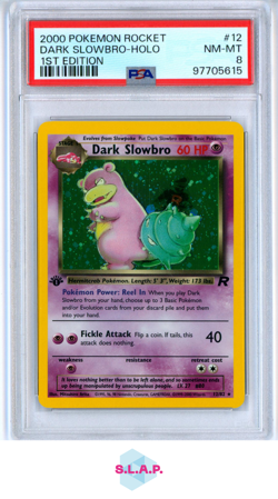 DARK SLOWBRO-HOLO 1ST EDITION POKEMON ROCKET 2000 12 PSA 8 - Image 1