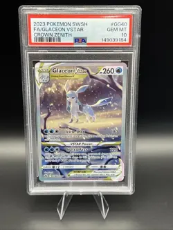 2023 POKEMON SWORD & SHIELD CROWN ZENITH #GG40 FULL ART/GLACEON VSTAR PSA 10 - Image 1