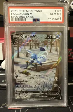 PSA 10 Glaceon V Full Alt Art 175/203 Evolving Skies Pokemon - Image 1