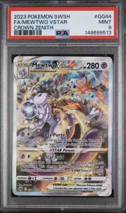 Pokemon Mewtwo VSTAR GG44 SWSH Crown Zenith PSA 9 - Image 1