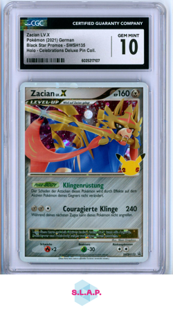 ZACIAN LV.X POKEMON SWSH135 2021 CELEBRATIONS BLACK STAR PROMO GERMAN CGC 10 - Image 1