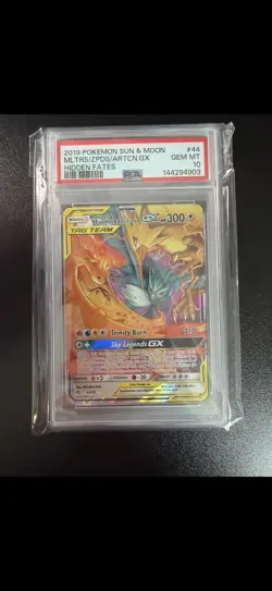 Pokemon Hidden Fates Moltres & Zapdos & Articuno GX 44/68 Holo PSA 10 - Image 1
