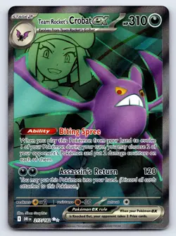 Team Rocket's Crobat ex 217/182 Ultra Rare Destined Rivals Pokemon Near Mint - Image 1