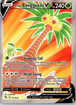 Alolan Exeggutor V (Full Art) Ultra Rare Pokemon GO 071/078 NM - Image 1