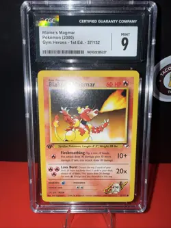 Blaine’s Magmar 37/132 CGC 9 MINT 1st Edition Gym Heroes 2000 Vintage Pokemon - Image 1