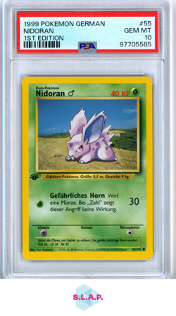 NIDORAN 1ST EDITION POKEMON GERMAN 1999 55 PSA 10 - Image 1