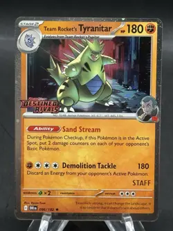 Pokemon SV Destined Rivals Dri En Team Rockets Tyranitar Prerelease Staff Promo - Image 1