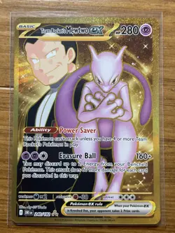 Pokemon Destined RivalsTeam Rocket's Mewtwo ex Gold Hyper Rare 240/182 Sv10! - Image 1