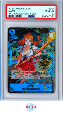 NAMI ONE PIECE JAPANESE 3RD ANNIVERSARY SET 2025 054 PSA 10 - Image 1